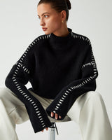 Close-up of contrast stitching along the sleeve seam