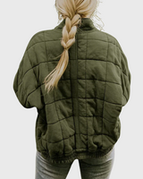 Oversized Quilted Jacket with Zip-Front Closure