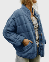 Oversized Quilted Jacket with Zip-Front Closure