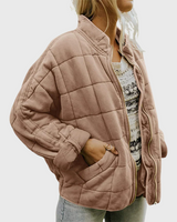 Oversized Quilted Jacket with Zip-Front Closure