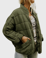 Oversized Quilted Jacket with Zip-Front Closure