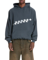 Oversized Star Embroidered Hoodie with Front Pocket