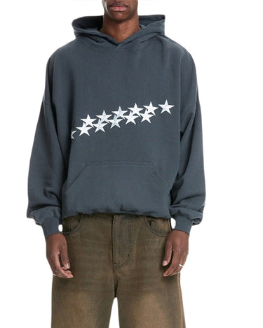 Oversized Star Embroidered Hoodie with Front Pocket