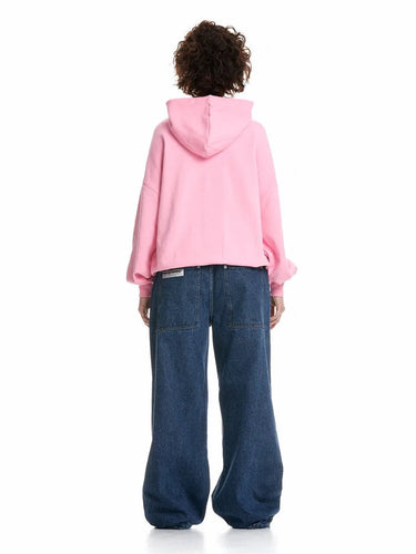 Oversized Star Embroidered Hoodie with Front Pocket