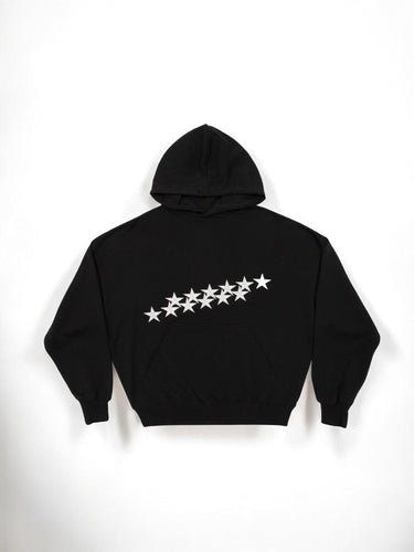 Oversized Star Embroidered Hoodie with Front Pocket