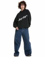 Oversized Star Embroidered Hoodie with Front Pocket