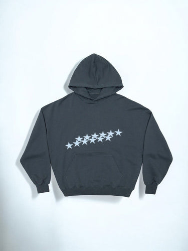 Oversized Star Embroidered Hoodie with Front Pocket