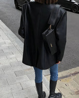 Oversized Textured Finish Blazer with Sharp Lapel and Modern Silhouette