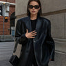 Oversized Textured Finish Blazer with Sharp Lapel and Modern Silhouette