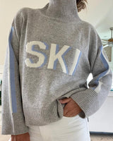 Oversized Turtleneck Jumper with Stripe Sleeves