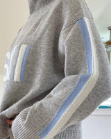 Oversized Turtleneck Jumper with Stripe Sleeves
