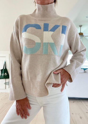 Oversized Turtleneck Jumper with Stripe Sleeves
