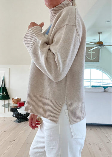 Oversized Turtleneck Jumper with Stripe Sleeves