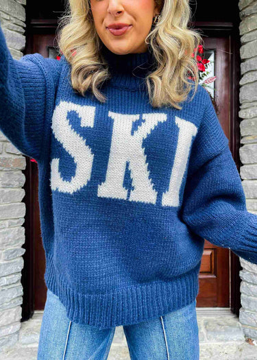 Oversized Turtleneck Jumper with Stripe Sleeves