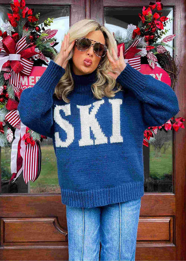 Oversized Turtleneck Jumper with Stripe Sleeves