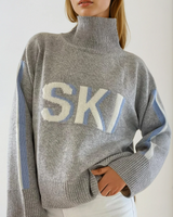 Oversized Turtleneck Jumper with Stripe Sleeves