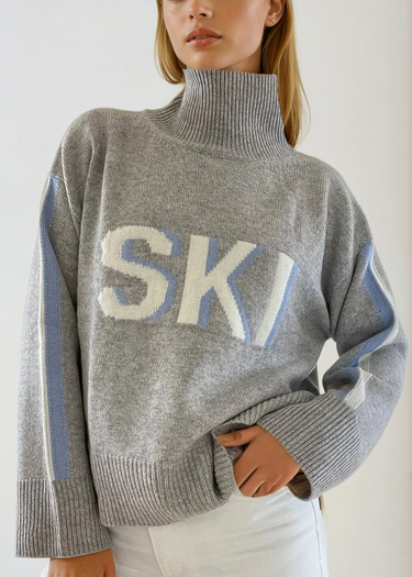 Oversized Turtleneck Jumper with Stripe Sleeves