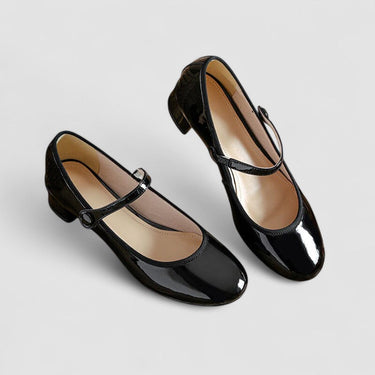 Patent Mary Jane Heels with Strap and Block Heel