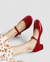 Patent Mary Jane Heels with Strap and Block Heel