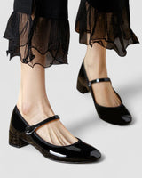 Patent Mary Jane Heels with Strap and Block Heel