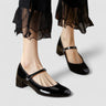 Patent Mary Jane Heels with Strap and Block Heel