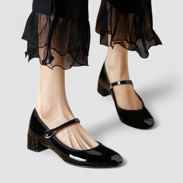 Patent Mary Jane Heels with Strap and Block Heel