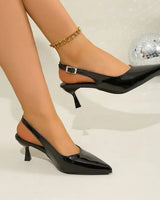 Patent Slingback Heels with Pointed Toe Design