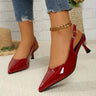 Patent Slingback Heels with Pointed Toe Design