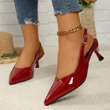 Patent Slingback Heels with Pointed Toe Design