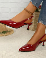 Patent Slingback Heels with Pointed Toe Design