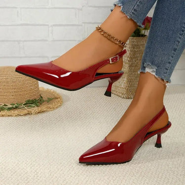 Patent Slingback Heels with Pointed Toe Design