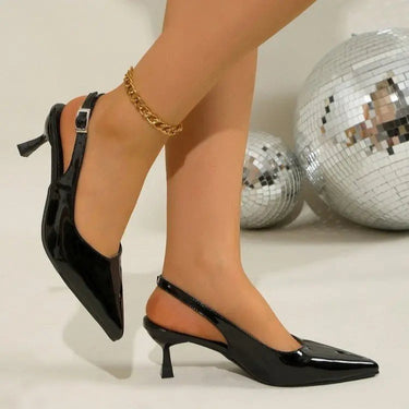 Patent Slingback Heels with Pointed Toe Design