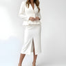 Peplum Blazer and Midi Skirt Co-Ord Set with Front Slit