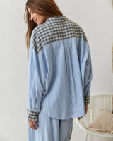 Plaid Pajama Set with Contrast Stripe Detail