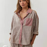 Plaid Pajama Set with Contrast Stripe Detail