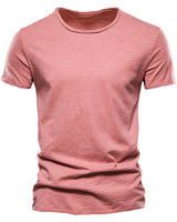 Flat lay of a plain men's round neck T-shirt
