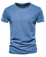 Plain Men's Round Neck T-Shirt With Short Sleeves