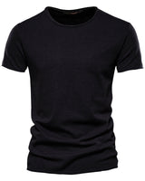 Plain Men's Round Neck T-Shirt With Short Sleeves
