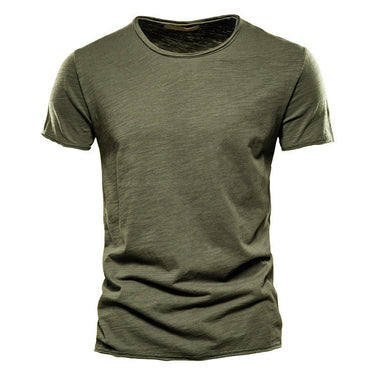 Back view of a plain short-sleeved round neck T-shirt