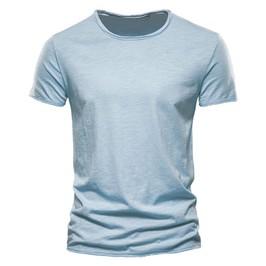 Side view of a plain men's short-sleeved T-shirt