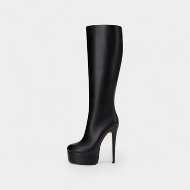 Platform Knee-High Boots with Round Toe