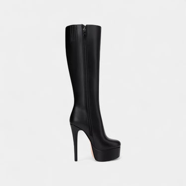 Platform Knee-High Boots with Round Toe