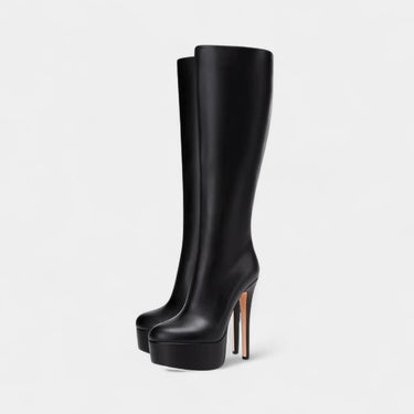 Platform Knee-High Boots with Round Toe