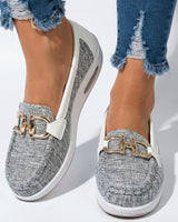Platform Loafers with Chain Detail and Wedge Sole