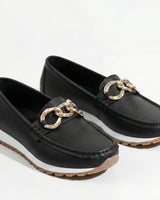Platform Loafers with Chain Detail and Wedge Sole