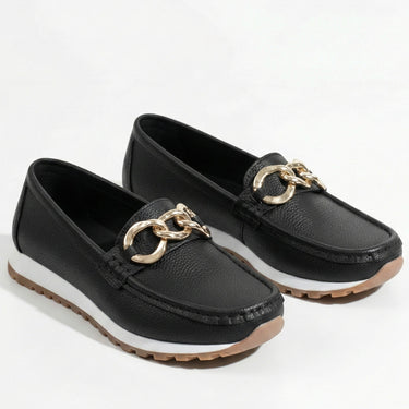 Platform Loafers with Chain Detail and Wedge Sole