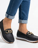 Platform Loafers with Chain Detail and Wedge Sole