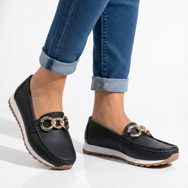 Platform Loafers with Chain Detail and Wedge Sole