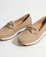 Platform Loafers with Chain Detail and Wedge Sole