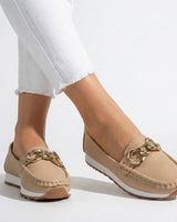 Platform Loafers with Chain Detail and Wedge Sole